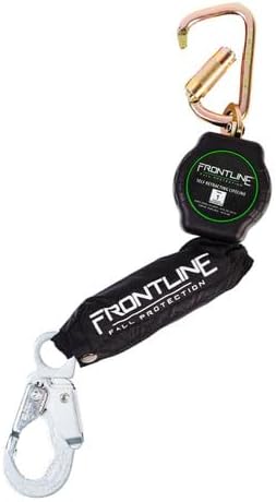 Frontline RPAS Aramid Fiber Web SRL | 6'-12' Single Leg | Steel Snap Hook | Lightweight & Compact | Durable Housing | Quick-Action Brake | 310 lbs Capacity | ANSI & OSHA Compliant.