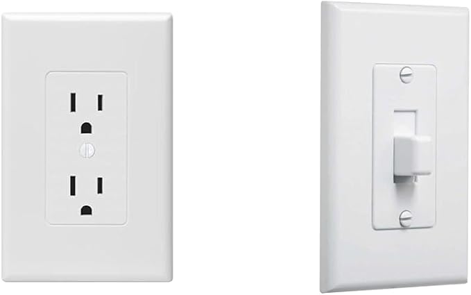 Taymac 2600W Masque Revive Polycarbonate White 1-Gang Cover & MW2570W Masque 1-Gang Decorator Style Toggle Switch Cover-Up Wall Plate, 5-Pack, White