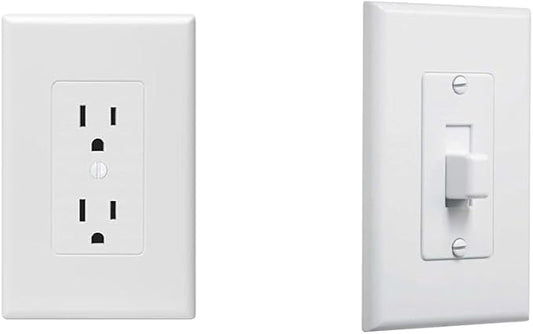 Taymac 2600W Masque Revive Polycarbonate White 1-Gang Cover & MW2570W Masque 1-Gang Decorator Style Toggle Switch Cover-Up Wall Plate, 5-Pack, White