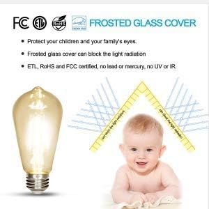 LED Edison Bulb 4W,Antique 40W Vintage Edison Bulb,E26 Light Bulb Non Dimmable Led Bulb 450 Lumens 2700K Warm White,Pack of 6