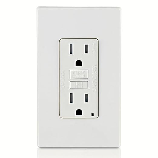 Leviton GFCI Outlet, 15 Amp, Self Test, Tamper-Resistant with LED Indicator Light, Protection from Electric Shock and Electrocution, GFTR1-W, White