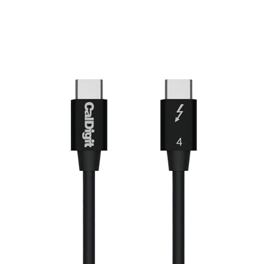 CalDigit Thunderbolt 4 Cable - 40Gbps 100W Power Delivery, Compatible with Thunderbolt 3 & USB Type C, MacBook Pro, iMac, iPhone 15 Max, Black (0.8 Meter 2.62 Feet, Thunderbolt 4 / USB 4 Cable)