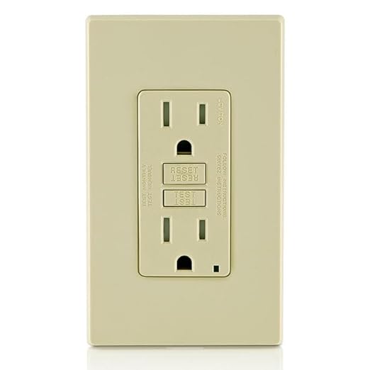 Leviton GFCI Outlet, 15 Amp, Self Test, Tamper-Resistant with LED Indicator Light, Protection from Electric Shock and Electrocution, GFTR1-I, Ivory