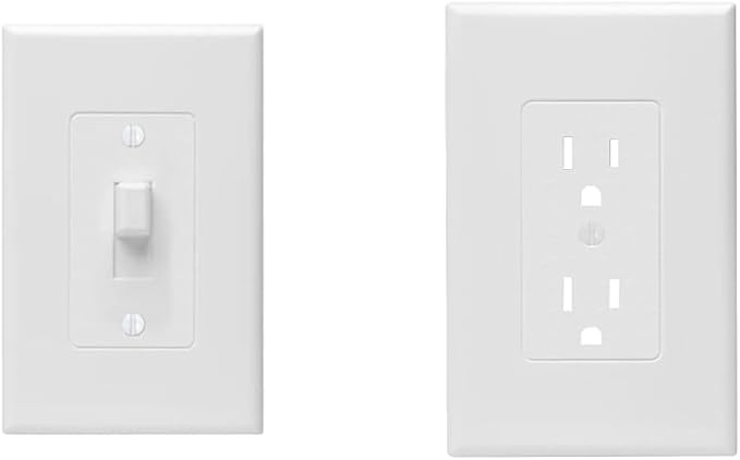 Taymac 2670W Revive Device Wall Plates 1-Gang Masque Decorator Cover, White & ELECTRICAL PROD 2500W Masque 1-Gang Device Cover-Up Wallplate, 1-Pack, White