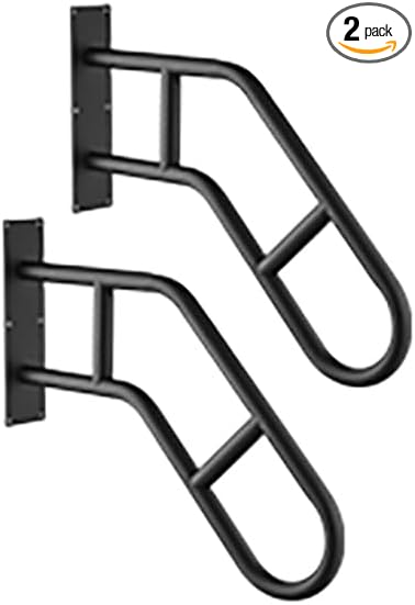 Stairs Handrails for Outdoor Steps ，Stair Railing Indoor 1-3 Step,Porch Railing & Deck Hand Rail Wall Mount Stair Hand Grab Bars， U-Shaped Providing Support and preventing Slips and Falls.-2pack