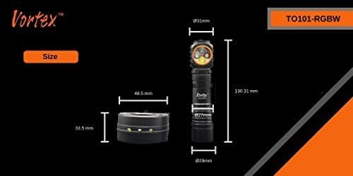Vortex TO101-RGBW 2 in 1 Working and Emergency Rechargeable RGB LED Charging Dock 7/24 Right Angle Crank Magnetic Base Mini-USB Charging Up to 1200 Lumen Handheld Home Flashlight