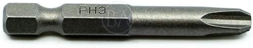 Benchmark Abrasives 1/4 Inch Hex Anti Slip Phillips Insert Screw Head Screwdriver Bits, Rotary Drill Bits for Repairing Electronics, Automotive Parts, Furniture (50 Pack) - (PH3 x 2")