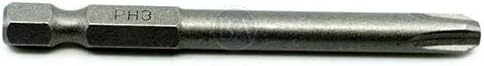 Benchmark Abrasives 1/4 Inch Hex Anti Slip Phillips Insert Screw Head Screwdriver Bits, Rotary Drill Bits for Repairing Electronics, Automotive Parts, Furniture (50 Pack) - (PH3 x 2-3/4")