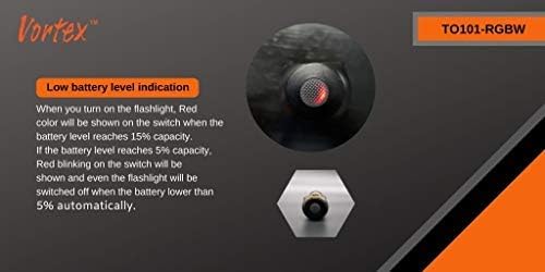 Vortex TO101-RGBW 2 in 1 Working and Emergency Rechargeable RGB LED Charging Dock 7/24 Right Angle Crank Magnetic Base Mini-USB Charging Up to 1200 Lumen Handheld Home Flashlight