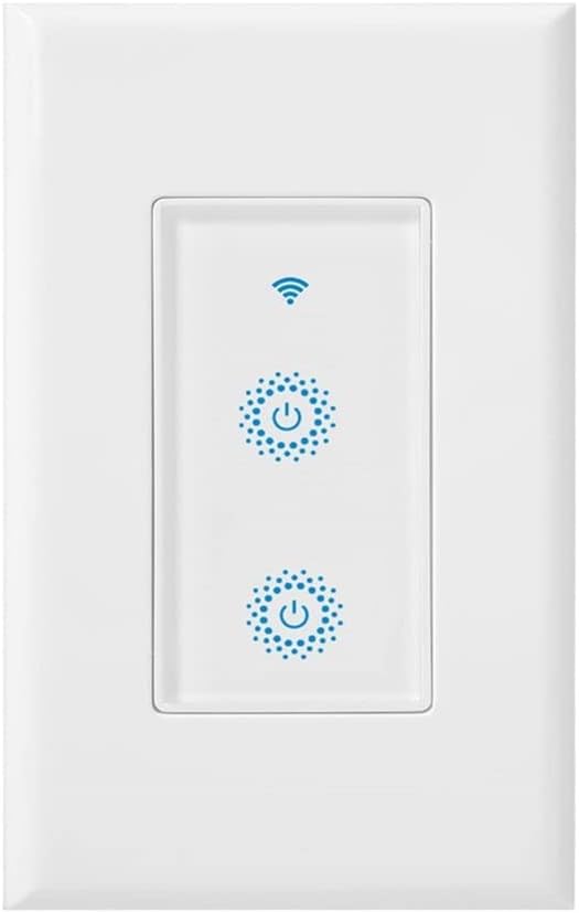 Nexete Smart Wi-Fi Double Light Switch, 2 in1 Single Pole Switch Compatible with Alexa Google Assistant & IFTTT,Remote Control, Timing Function No Hub Required (1-Pack Double)