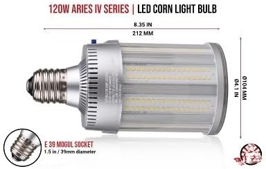 RuggedGrade Aries IV Series 120W LED Corn Bulb | 16,400 Lumens | 5700K Daylight | E39 Mogul Base | High Lumen Indoor/Outdoor Lighting | DLC 5.1 Premium