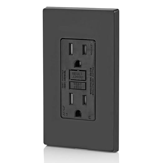 Leviton Dual-Function AFCI/GFCI Outlet, 15 Amp, Self Test, Tamper-Resistant with LED Indicator Light, Protection from Both Electrical Shock and Electrical Fires in One Device, AGTR1-E, Black