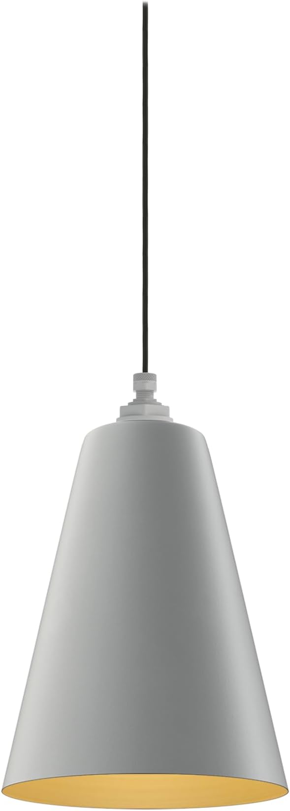 Steel Lighting Co. Laurel Pendant Light | Ceiling Mounted | 8.5 inch Cone Shade | Modern Contemporary Farmhouse Style Made in America | Black Cloth Cord | Modern Gray Exterior/Brass Interior