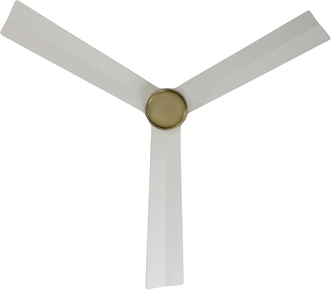 WAC Smart Fans Clean Indoor and Outdoor 3-Blade Ceiling Fan 54in Satin Brass Matte White with Remote Control Works with Alexa and iOS or Android App