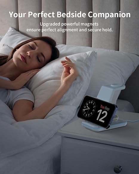 Charging Station for Apple Wireless Charger: 3 in 1 Phone Charger Stand for iPhone 16 15 14 13 12 11 SE X Pro Max Plus - Apple Watch Ultra 10 9 8 SE 7 6 5 4 3 - AirPods 2 3 4 Pro