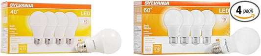 Sylvania LED Light Bulb 4-Pack, 40W and 60W Equivalent, Efficient 6W 450 Lumens and 8.5W 800 Lumens, A19 Medium Base, Soft White