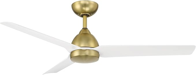 WAC Lighting Mocha Indoor and Outdoor 3-Blade Smart Home Ceiling Fan 54in Soft Brass Matte White with Remote Control works with Alexa and iOS or Android App
