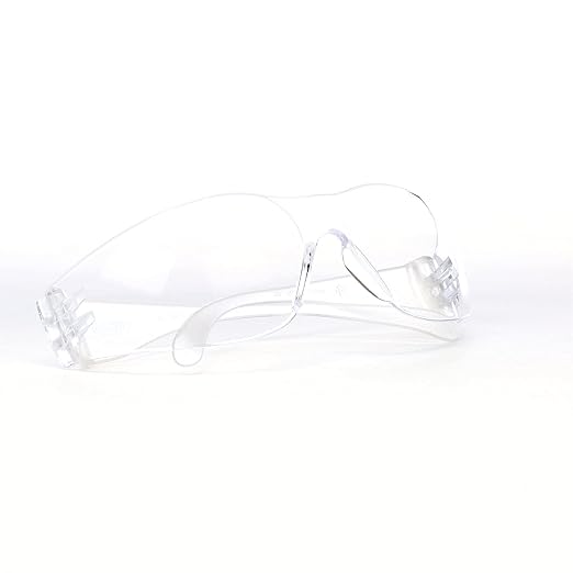 3M Safety Glasses, Virtua, 1 Pair, ANSI Z87, Clear Hard Coat Lens, Clear Frame, Economical Eyewear Protection, Lightweight, Wraparound Coverage, UVA, UVB, UVC