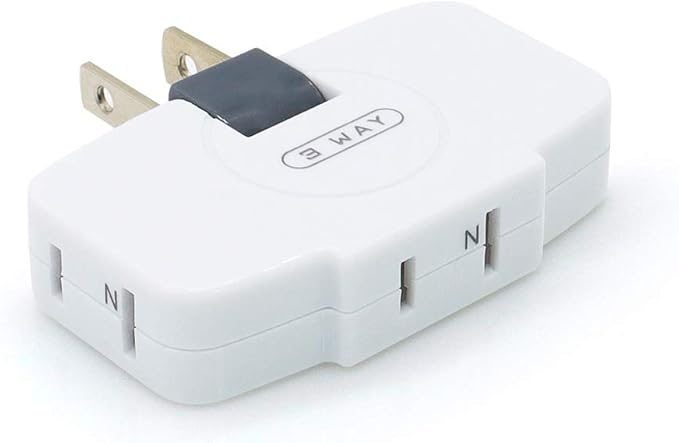 SYCON 3 Way Wall Outlet Extender AC Adapter, 2-Prong Swivel Mini Indoor Wall Tap Power Outlet Extender Plug, White