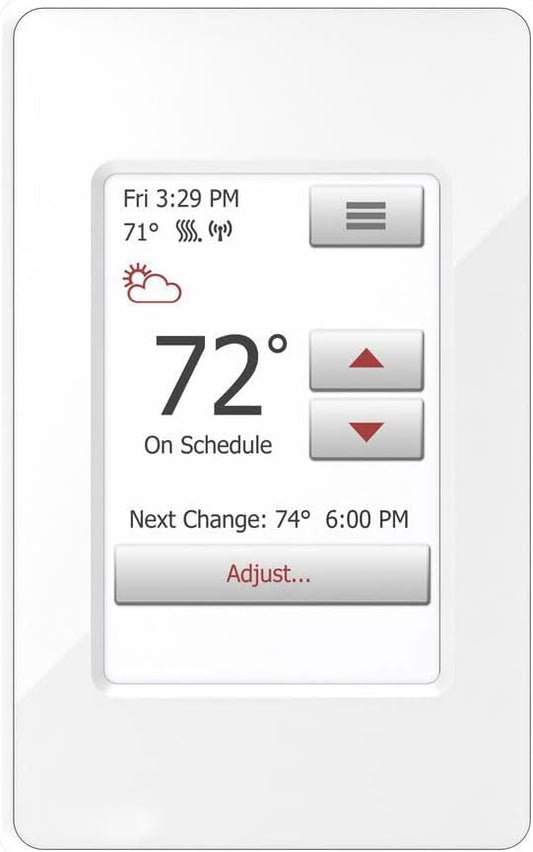 Thermostat THERMPROTOUCH Color Touch Screen Smart Home/WiFi Thermostat w/Built-in GFCI for Control of 120V or 240V Radiant Heat Includes Floor Sensor