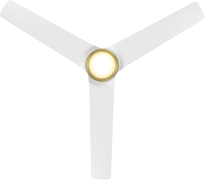 Mocha Indoor and Outdoor 3-Blade Smart Home Ceiling Fan 54in Soft Brass Matte White with 3000K LED Light Kit and Remote Control works with Alexa and iOS or Android App