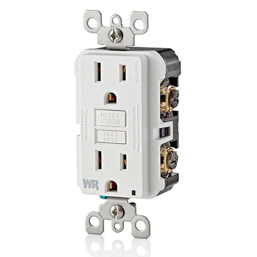 Leviton GFCI Weather-Resistant Outlet, 15 Amp, Self Test, Non Tamper-Resistant with LED Indicator Light, Outdoor Locations, GFWR1-W, White