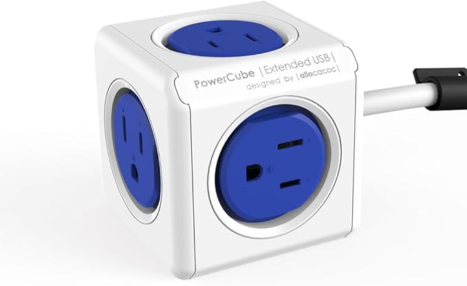 CILIA PowerCube Surge Protector Power Strip, 5 Outlets, 5Ft Extension Cord with Childproof Sockets, Compact for Travel, Home, Office, Dorm, Space-Saving Tangle-Free Design (4300AC Cube)