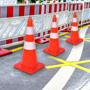 Traffic Safety Cone 28 Inches, with Reflex Collars of Parking Lots, Lane Road Traffic Control Construction Driving Safety Cone 10 Pack