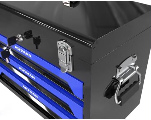 439-Piece Mechanics Tool Set, Household Tool kit with 3-Drawer Heavy Duty Metal Box, Portable Tool Box for Home/Auto Repair - Gift for Men - Blue & Black