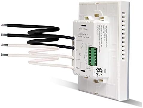 Programmable Thermostat for House Radiant Underfloor Heating, Home Heat Floor Mat Controller self-Adaption AC(120/240V) Voltage, Dual Sensing(Air&Floor Sensor) Built-in Class A GFCI, Power 3600W