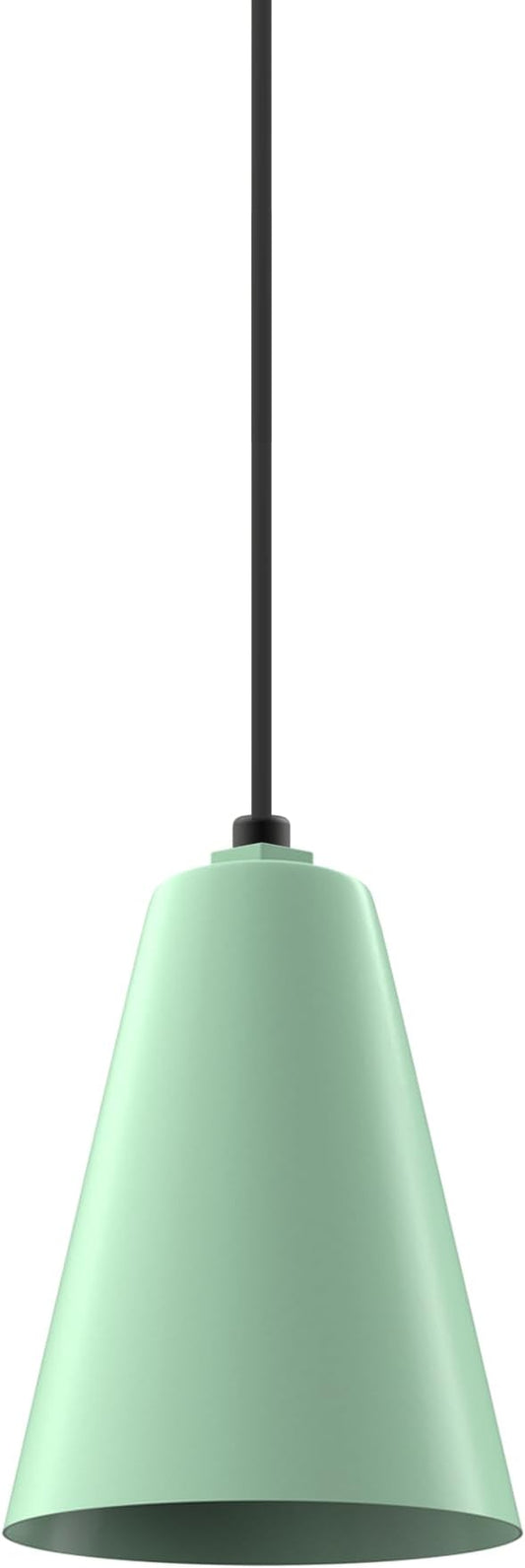 Steel Lighting Co. Laurel Pendant Light | Ceiling Mounted | 8.5 inch Cone Shade | Modern Contemporary Farmhouse Style Made in America | Black Cord | Mint Green Exterior/Green Mint Interior
