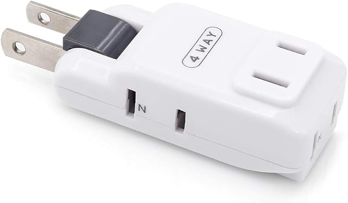 SYCON 4 Outlet Wall Adapter, 2-Prong Swivel Ungrounded Indoor AC Mini Plug Wall Tap - White