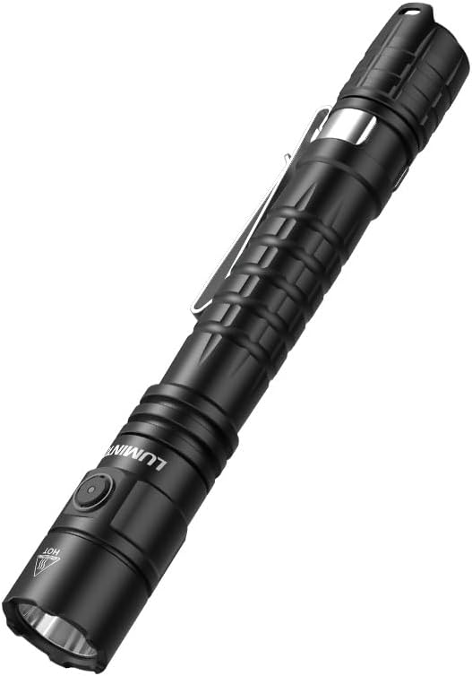 P2A Compact Dual-Mode Tactical Flashlight, 1200 Lumens Turbo Mode with 330m Beam Distance, USB-C Rechargeable 2xBattery, IP68 Waterproof, Pen-Shaped Design with Pocket Clip