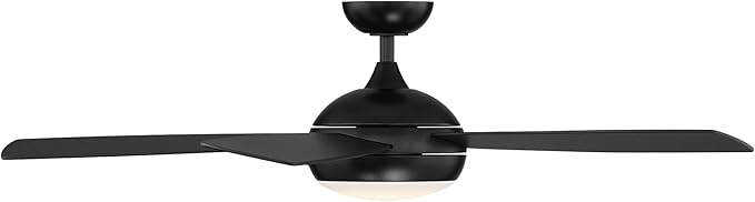 WAC Smart Fans Odyssey Indoor and Outdoor 5-Blade Smart Home Ceiling Fan 52in Matte Black with 3000K LED Light Kit and Remote Control works with Alexa and iOS or Android App