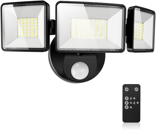7500LM LED Security Light Motion Sensor Outdoor Lights, Adjustable 3 Head LED Flood Lights Outdoor, IP66 Waterproof, 38W Motion Detected Lights for Outside, House, Garage, Yard