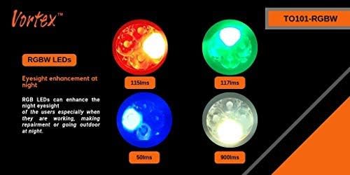 Vortex TO101-RGBW 2 in 1 Working and Emergency Rechargeable RGB LED Charging Dock 7/24 Right Angle Crank Magnetic Base Mini-USB Charging Up to 1200 Lumen Handheld Home Flashlight