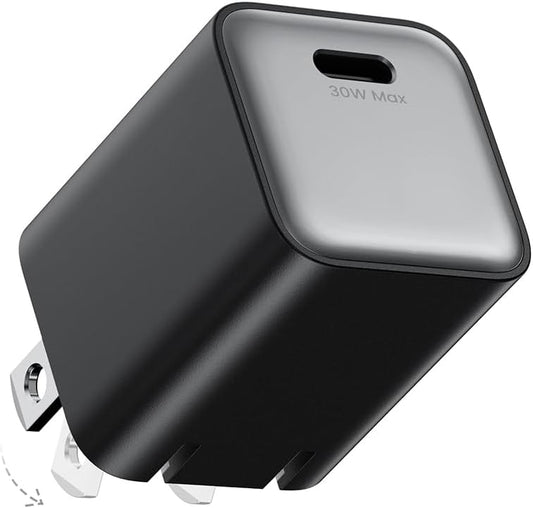 30W Compact Wall Charger, USB C Charger Block with GaN III Tech, PD3.0 PPS QC4.0 Fast Foldable Power Adapter for iPhone 16 15, Galaxy, Pixel, iPad, AirPods,MacBook Air