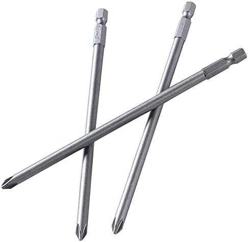 Rocaris 6 in Phillips Screwdriver Bit Sets 1/4 Inch Hex Shank Magnetic Screwdriver Bits Cross Head S2 Steel Screwdriver Bits 10 Pack