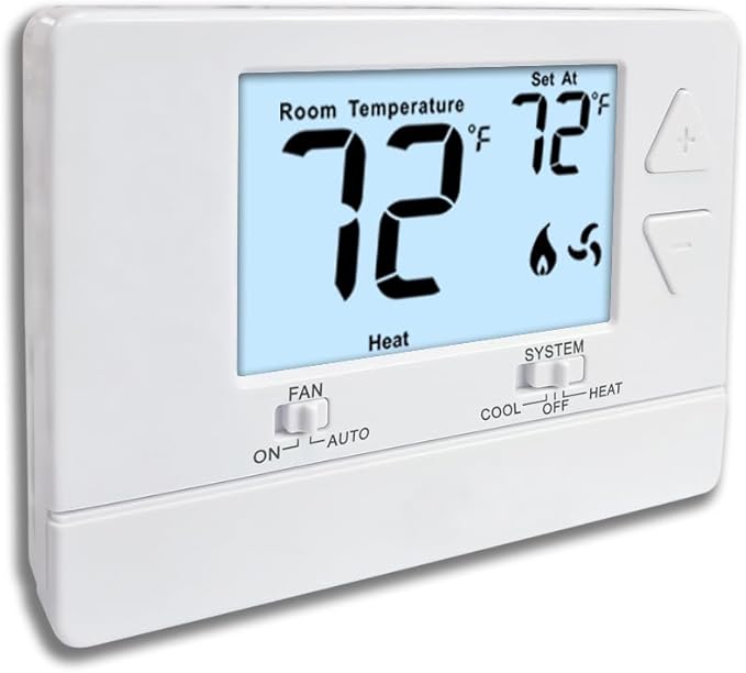 NonProgrammable Thermostat for Home,Single-Stage Systems,Digital Energy-Saving Thermostat,1 Heat/1 Cool, Easy DIY Install, White Backlight