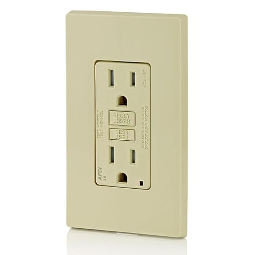 Leviton AFCI Outlet, 15 Amp, Self Test, Tamper-Resistant with LED Indicator Light, Protection from Electrical Fires, AFTR1-I, Ivory