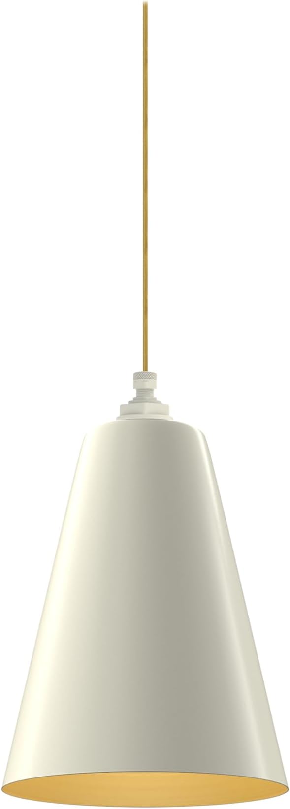 Steel Lighting Co. Laurel Pendant Light | Ceiling Mounted | 8.5 inch Cone Shade | Modern Contemporary Farmhouse Style Made in America | Gold Cloth Cord | Cream Exterior/Brass Interior