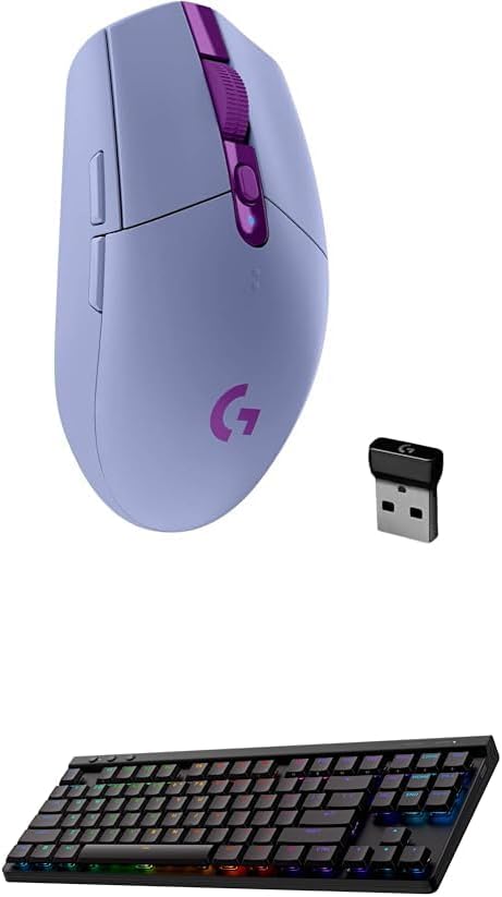 Logitech G305 Lightspeed Wireless Gaming Mouse (Lilac) + G515 TKL Wireless Gaming Keyboard (Tactile, Black) Bundle
