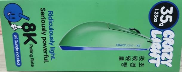 Pulsar Gaming Gears X2 Crazylight Wireless Gaming Mouse, Ultra Lightweight 1.23 oz (35g), Optical Switch, 32000 DPI, 750 IPS, XS-1 Sensor, 8k Compatible (Aqua Zest)