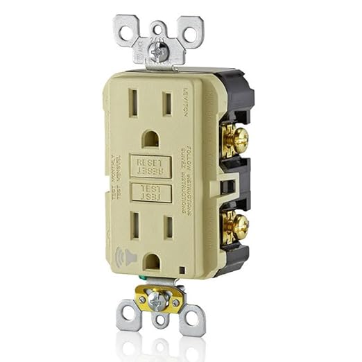 Leviton Outlet with Audible Alarm, 15 Amp, Self Test, Tamper-Resistant with LED Indicator Light, Great for Refrigerators in Garages, GFTA1-I, GFCI, Ivory
