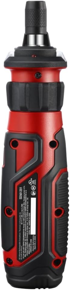 SKIL Rechargeable 4V Cordless Screwdriver with Circuit Sensor Technology, Includes 9pcs Bit, 1pc Bit Holder, USB Charging Cable - SD561201, Red