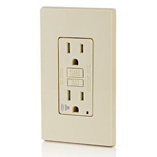 Leviton Outlet with Audible Alarm, 15 Amp, Self Test, Tamper-Resistant with LED Indicator Light, Great for Refrigerators in Garages, GFTA1-T, GFCI, Light Almond