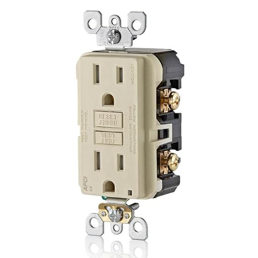 Leviton AFCI Outlet, 15 Amp, Self Test, Tamper-Resistant with LED Indicator Light, Protection from Electrical Fires, AFTR1-T, Light Almond