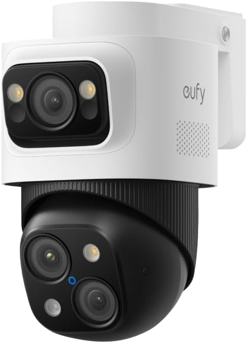 eufy PoE Bullet-PTZ Cam S4, NVR Add On Cam, 24/7 Recording, 4K UHD Triple Lens, 122° FOV, 360° Pan and Tilt, 8× Hybrid Zoom, AI Tracking, Red and Blue Light, Color Night Vision, PoE Plug and Play
