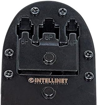 Intellinet RJ45 Crimp Tool – All-In-One Modular Universal Crimper with Wire Cutter & Stripper Functions – Crimps RJ45, RJ22, RJ12, RJ11, RJ10, RJ9 Connector Plugs – Lifetime Mfg Warranty - 211048