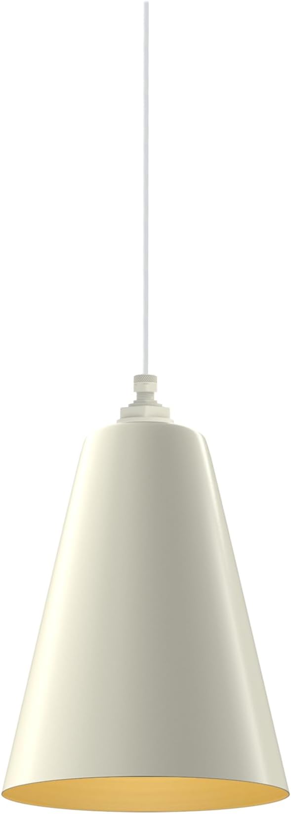 Steel Lighting Co. Laurel Pendant Light | Ceiling Mounted | 8.5 inch Cone Shade | Modern Contemporary Farmhouse Style Made in America | White Cloth Cord | Cream Exterior/Brass Interior